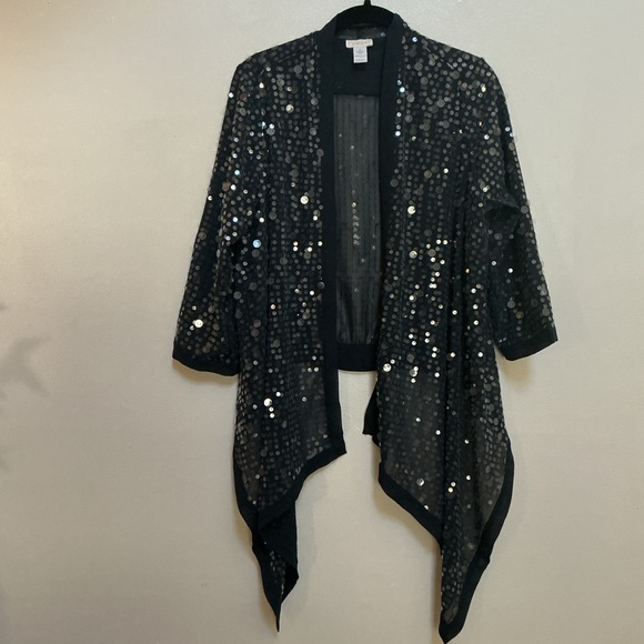 Chico's Blue Sequin Wrap Women's Sz 0 - Picture 2 of 4